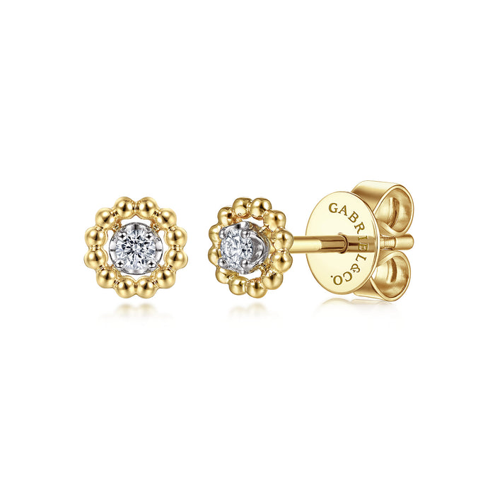 Gabriel & Co. 14K White and Yellow Gold Diamond Stud Bujukan Earrings