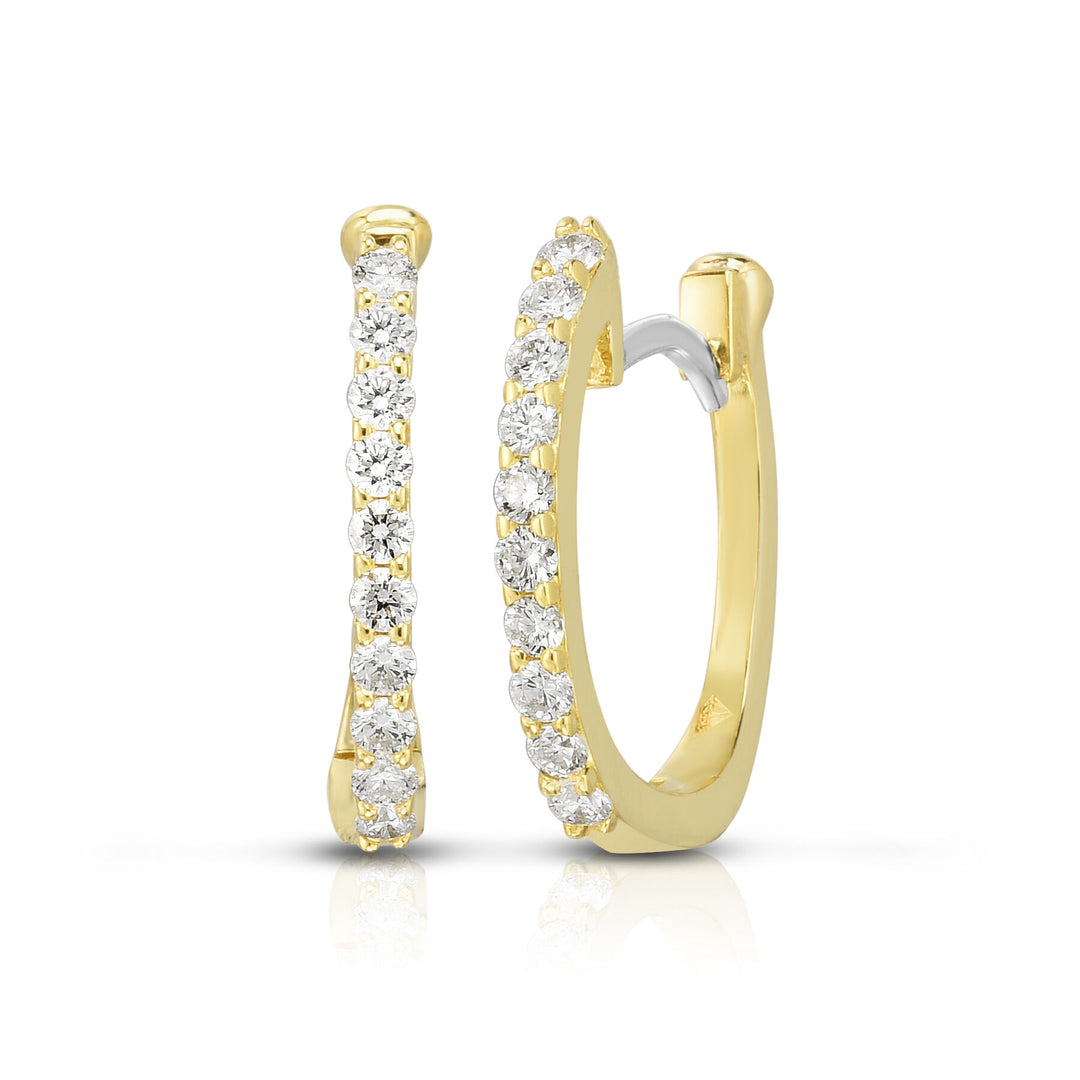 Roberto Coin 18K Yellow Gold Perfect Hoop® 0.20 TCW Pavé Diamond Huggie Earrings 000466AYERX0