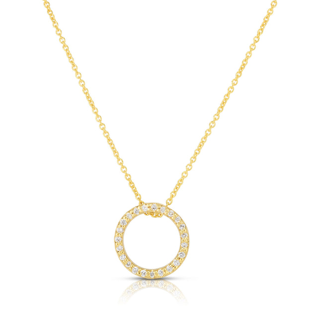 Roberto Coin Tiny Treasures Small Diamond Circle Necklace in 18K Yellow Gold