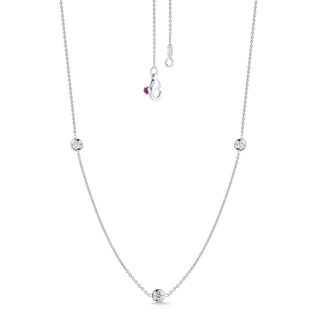 Roberto Coin 18K White Gold 0.15 TCW Diamonds By The Inch Three Station Necklace 001317AWCHD0