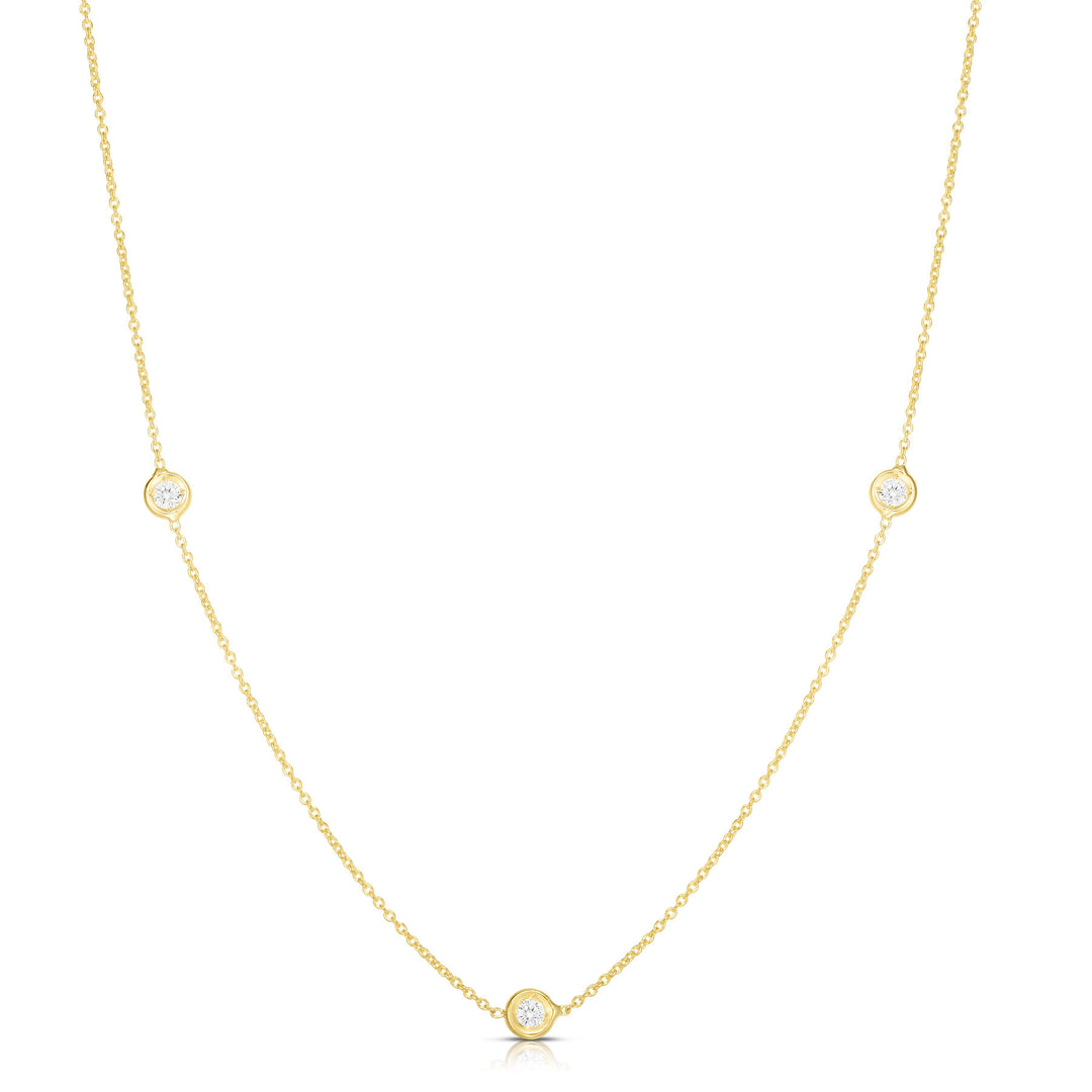 Roberto Coin 18K Yellow Gold 0.15 TCW Diamonds By The Inch Three Station Necklace 001317AYCHD0
