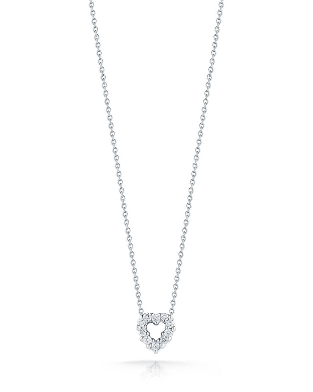 Roberto Coin Tiny Treasures Diamond Heart Necklace in 18K White Gold