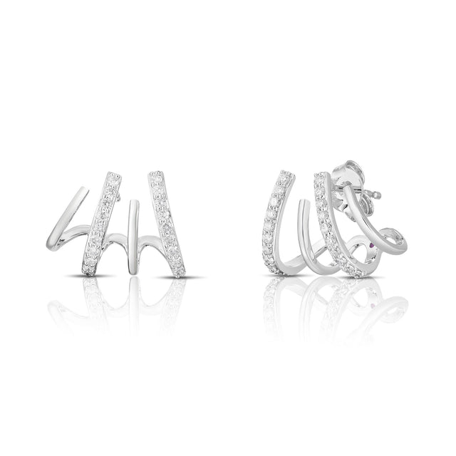 Roberto Coin Tiny Treasures Diamond Climber Earrings in 18K White Gold