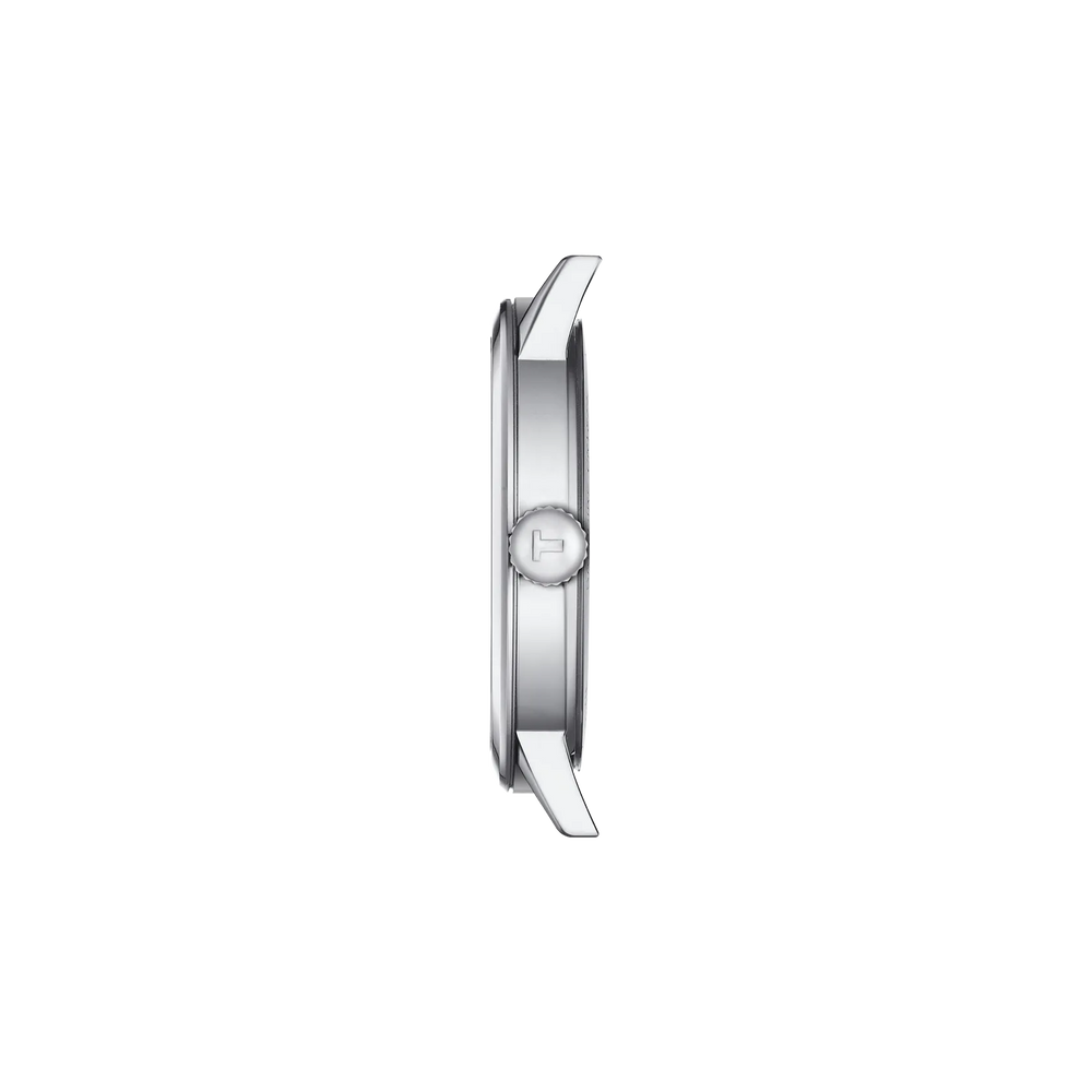 Profile view of the watch case Tissot Classic Dream 42mm, reference T129.410.11.053.00