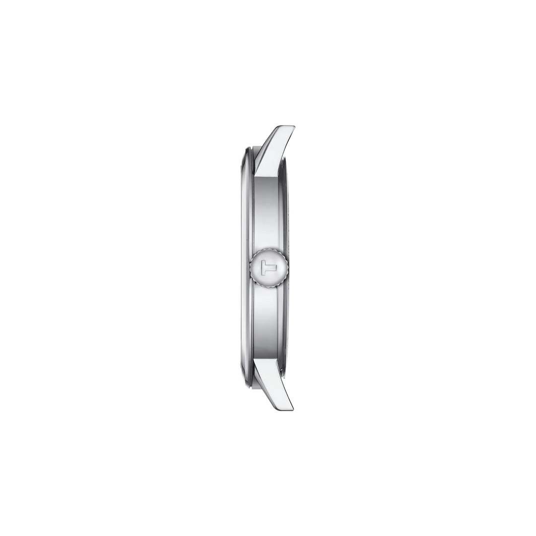 Profile view of the watch case Tissot Classic Dream 42mm, reference T129.410.11.053.00