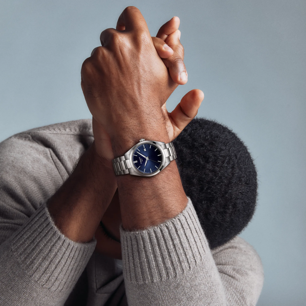 Simulation of the watch Tissot PR 100 40mm on a wrist, reference T150.410.11.041.00
