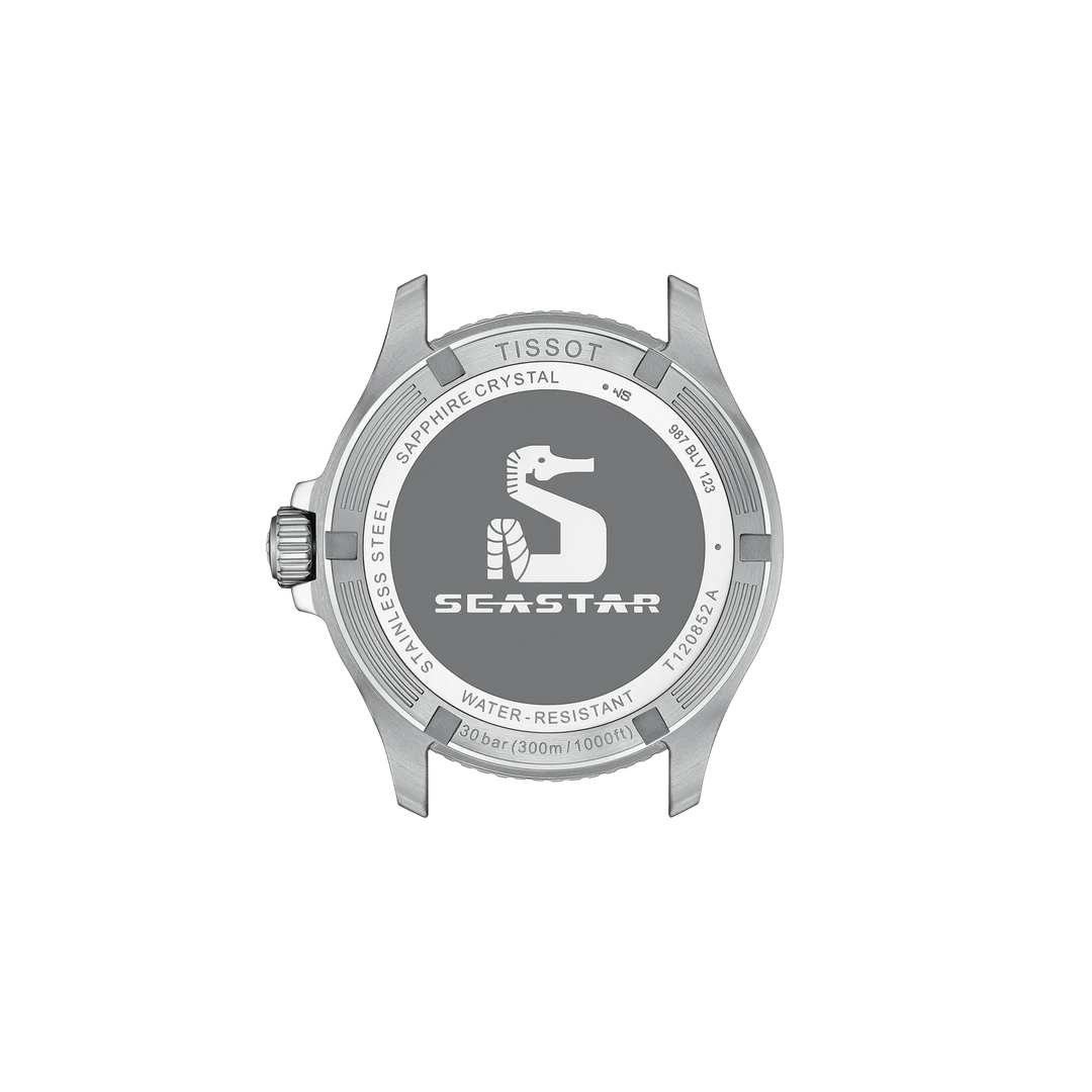 Back view of the watch case Tissot Seastar 1000 GMT 40mm, reference T120.852.17.051.00