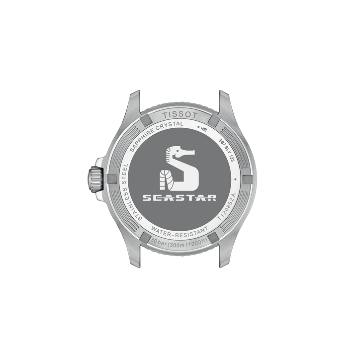 Back view of the watch case Tissot Seastar 1000 GMT 40mm, reference T120.852.17.051.00
