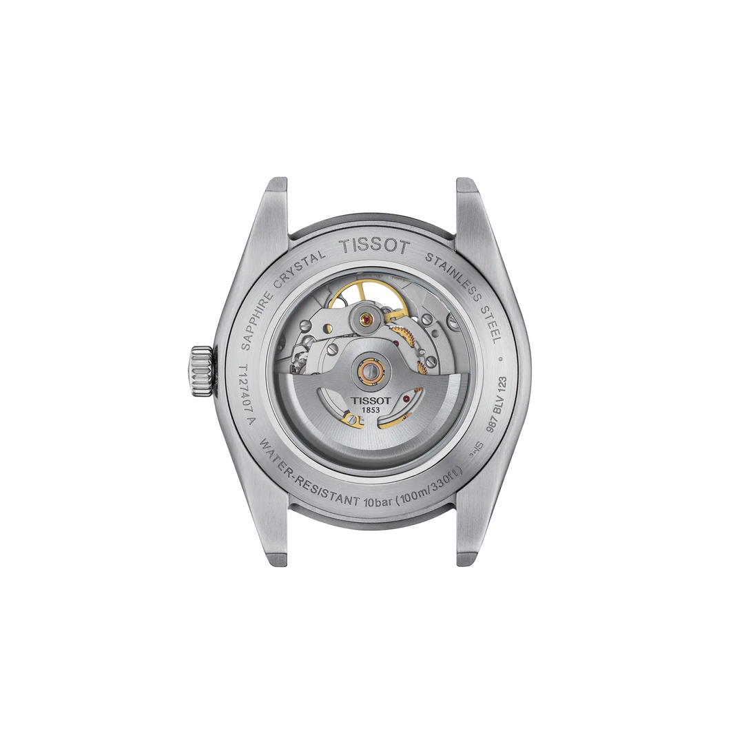 Back view of the watch case Tissot Gentleman Open Heart 40mm, reference T127.407.11.041.01