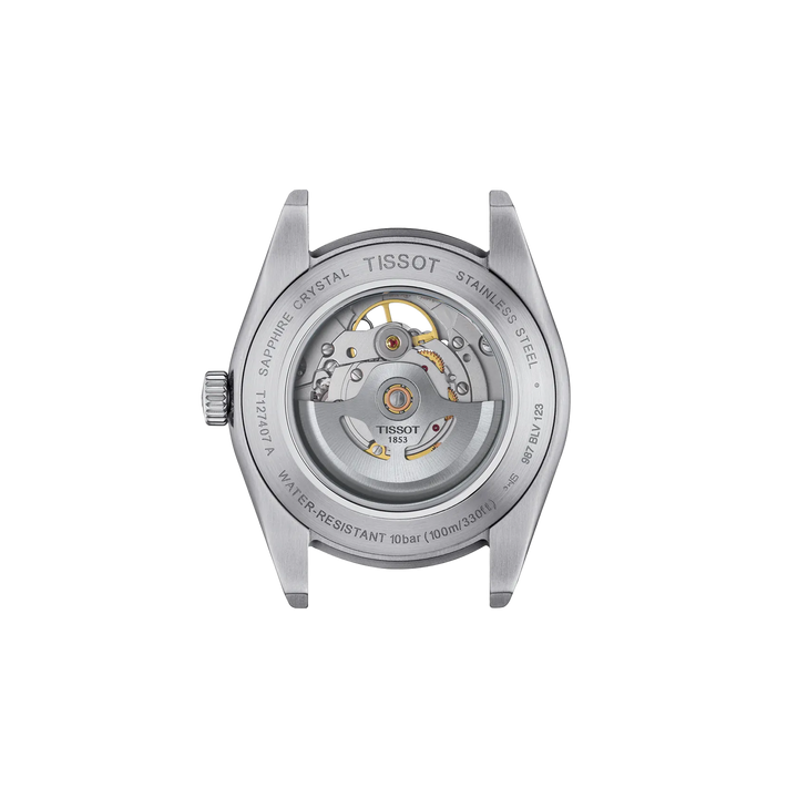 Back view of the watch case Tissot Gentleman Open Heart 40mm, reference T127.407.11.041.01