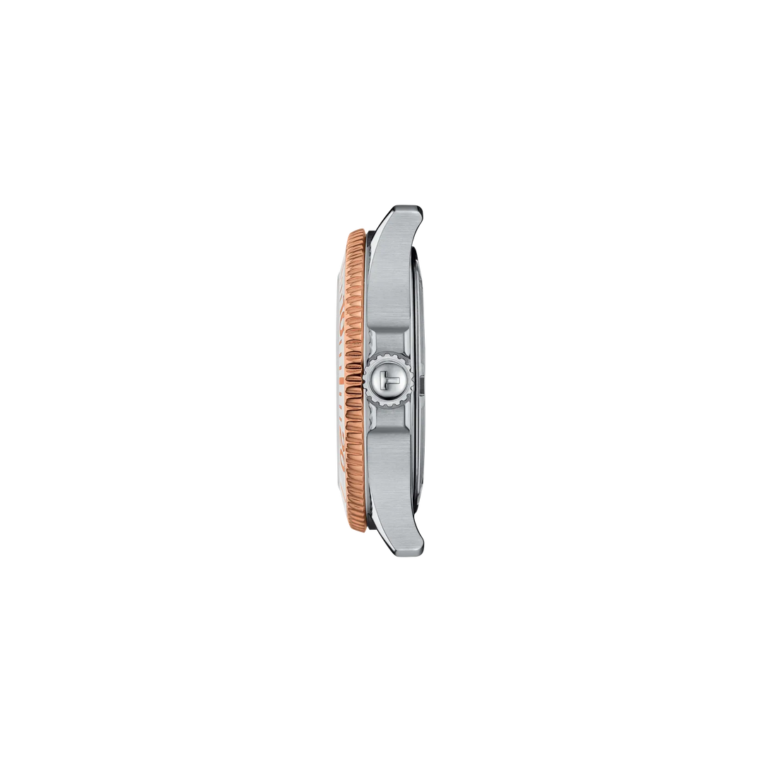 Profile view of the watch case Tissot Seastar 1000 36mm, reference T120.210.22.111.00