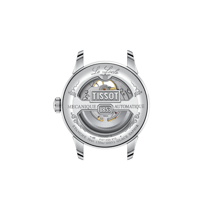 Back view of the watch case Tissot Le Locle Open Heart 39.3mm, reference T006.407.11.033.02