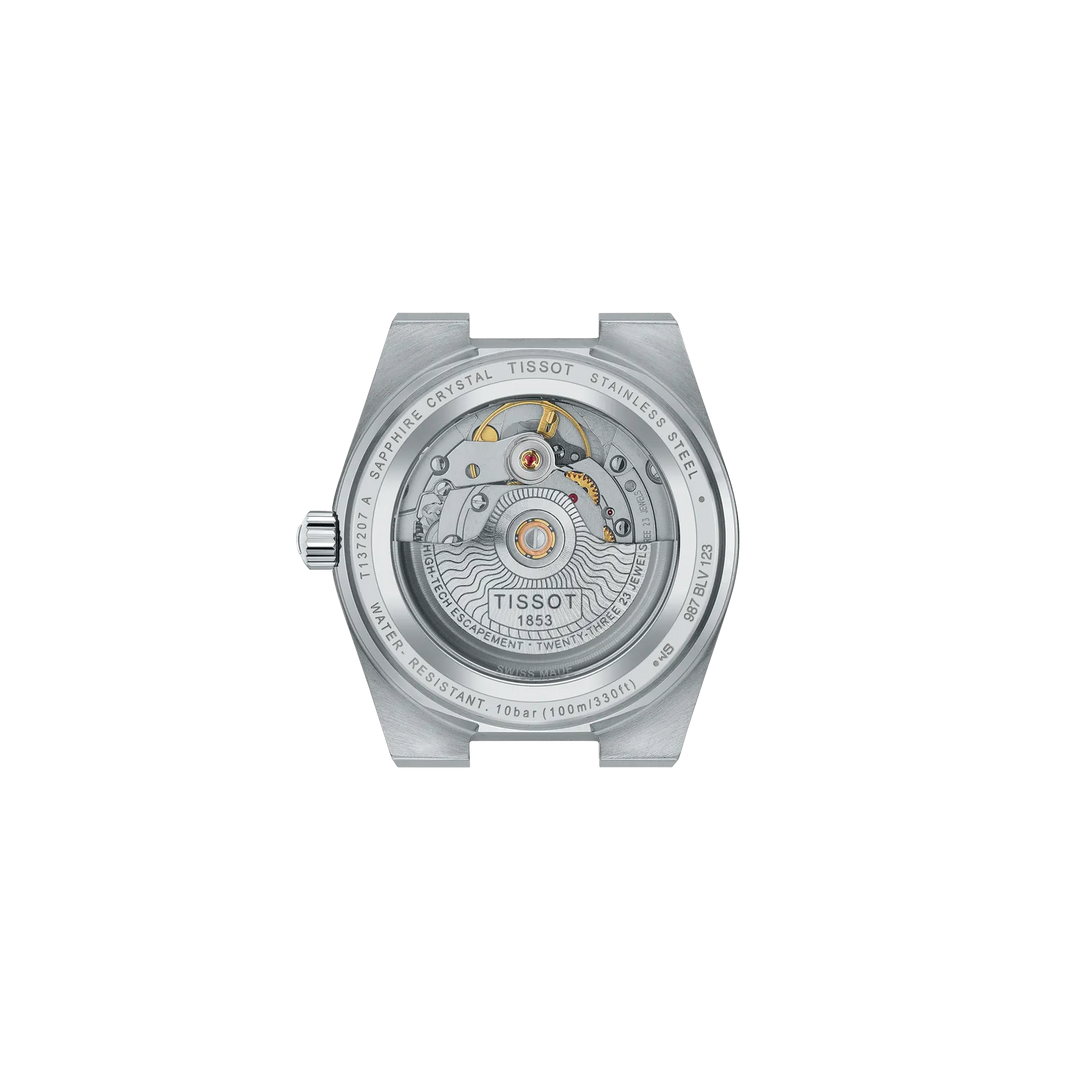 Back view of the watch case Tissot PRX 35mm, reference T137.207.11.091.00