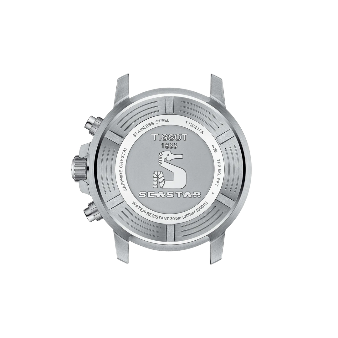 Back view of the watch case Tissot Seastar 1000 Chronograph, reference T120.417.17.051.03