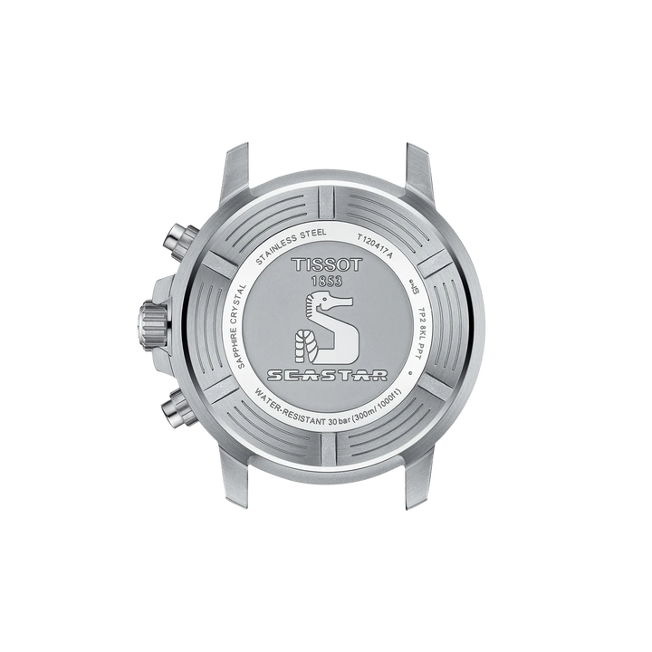 Back view of the watch case Tissot Seastar 1000 Chronograph, reference T120.417.17.051.03