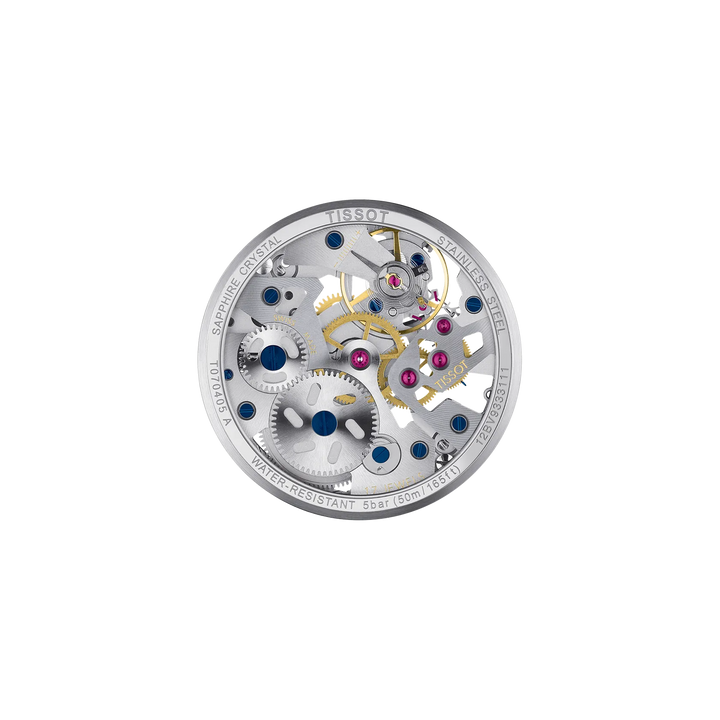 Back view of the watch case Tissot T-Complication Squelette 43mm, reference T070.405.16.411.00