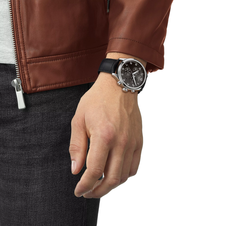 Simulation of the watch Tissot Chrono XL Classic 45mm on a wrist, reference T116.617.16.057.00