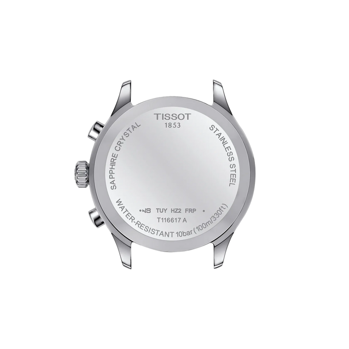 Back view of the watch case Tissot Chrono XL Classic, reference T116.617.11.092.00