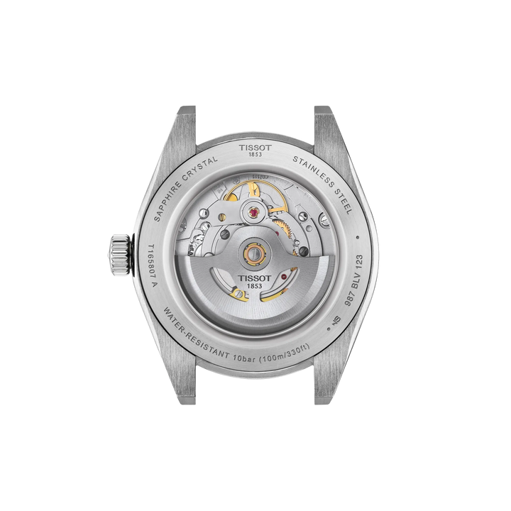 Back view of the watch case Tissot Gentleman 38mm, reference T165.807.11.051.00