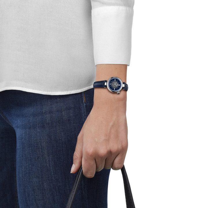 Simulation of the watch Tissot Desir 28mm on a wrist, reference T152.010.16.038.01