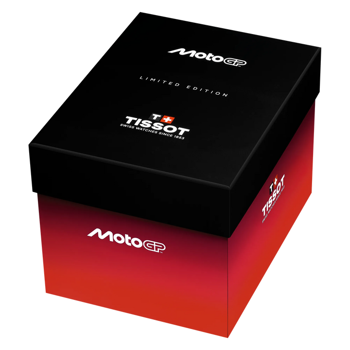 Presentation box of the watch Tissot T-Race MotoGP 2026 45mm, reference T141.417.37.422.00