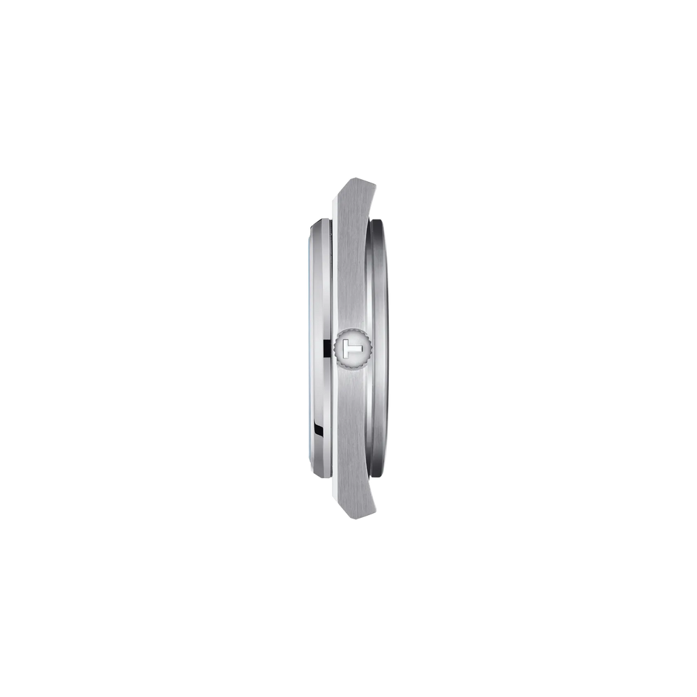 Profile view of the watch case Tissot PRX 40mm, reference T137.407.11.351.01
