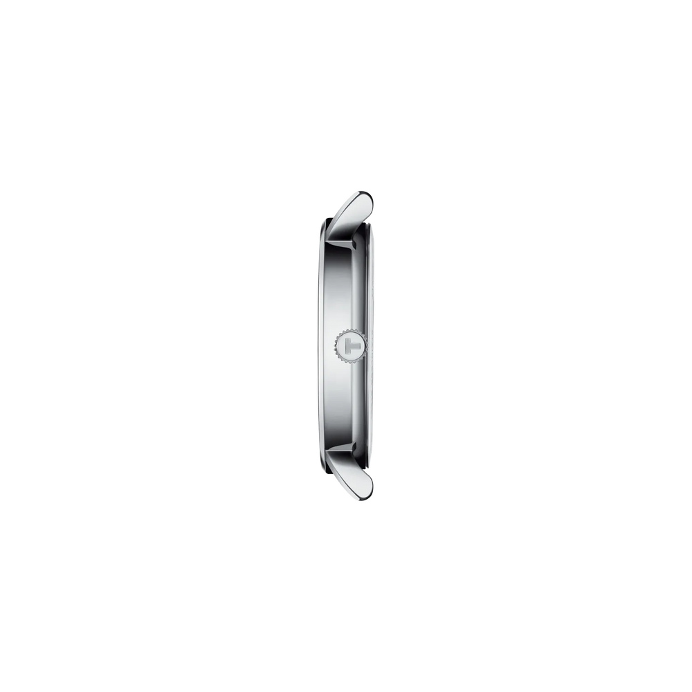 Profile view of the watch case Tissot Everytime 34mm, reference T143.210.11.091.00
