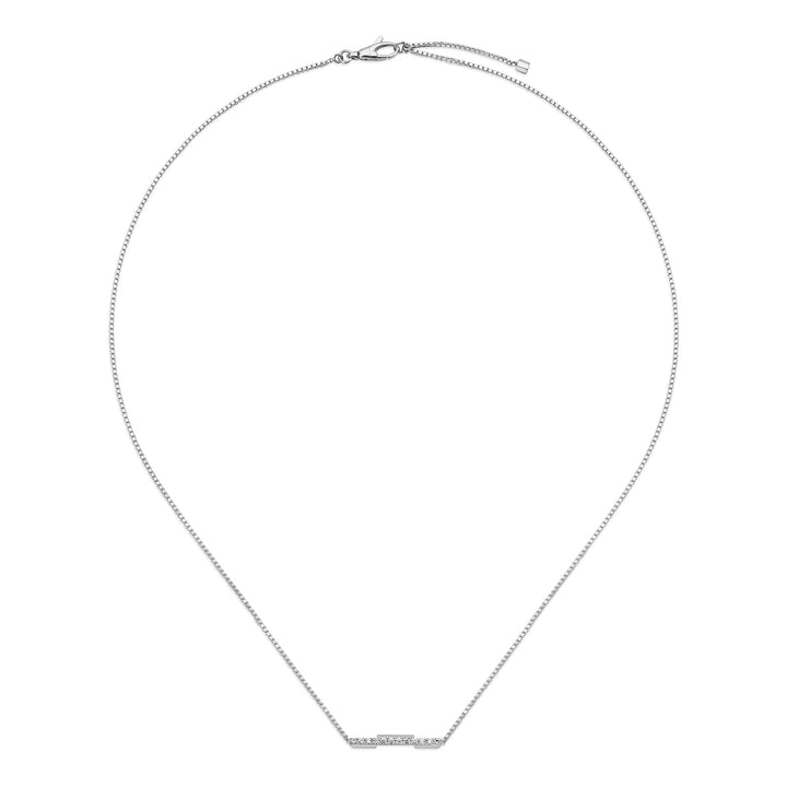 Gucci 18K White Gold 0.14TCW Diamond Gucci Link to Love Necklace YBB66213200100U