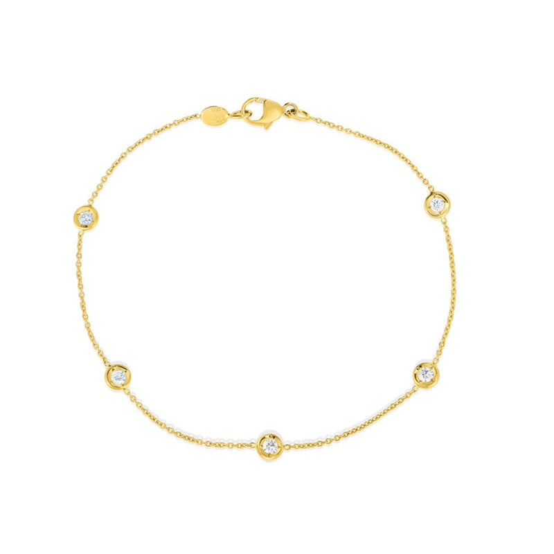 Roberto Coin 18K Yellow Gold Diamond By The Inch 5 Station Bracelet 001316AYLBD0