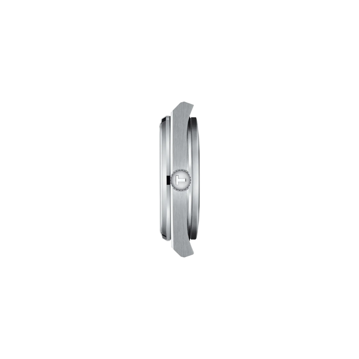 Profile view of the watch case Tissot PRX 35mm, reference T137.210.11.421.00