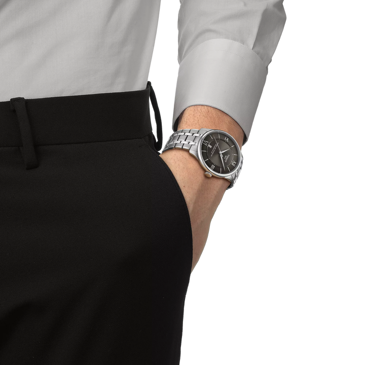 Simulation of the watch Tissot Chemin Des Tourelles 42mm on a wrist, reference T139.407.11.068.00