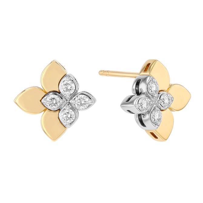 Roberto Coin 18K Yellow & White Gold Tiny Princess Stud Earrings 8883696AJERX