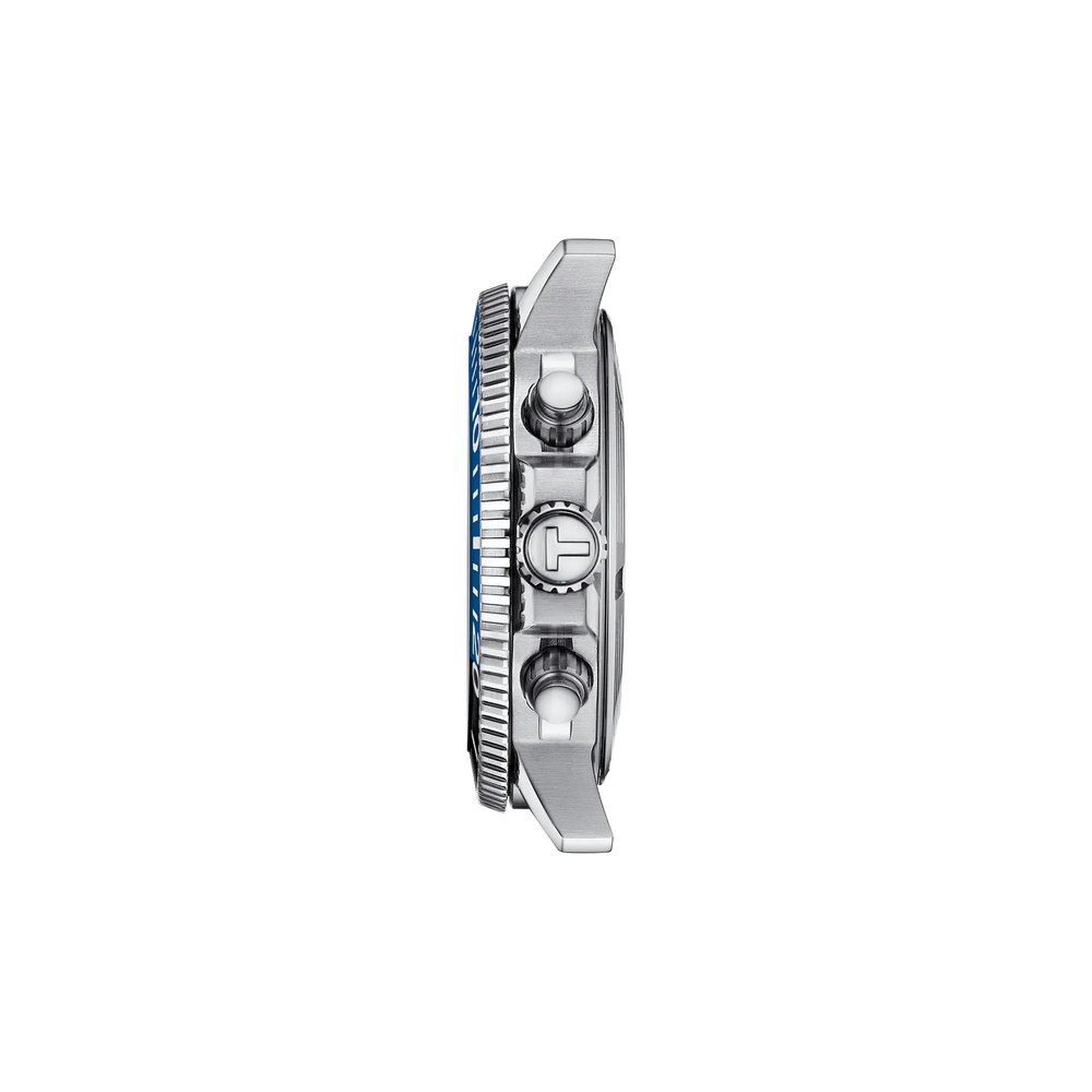 Profile view of the watch case Tissot Seastar 1000 Chronograph, reference T120.417.17.051.03