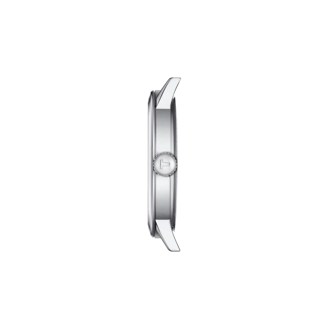 Profile view of the watch case Tissot Classic Dream 42mm, reference T129.410.16.053.00