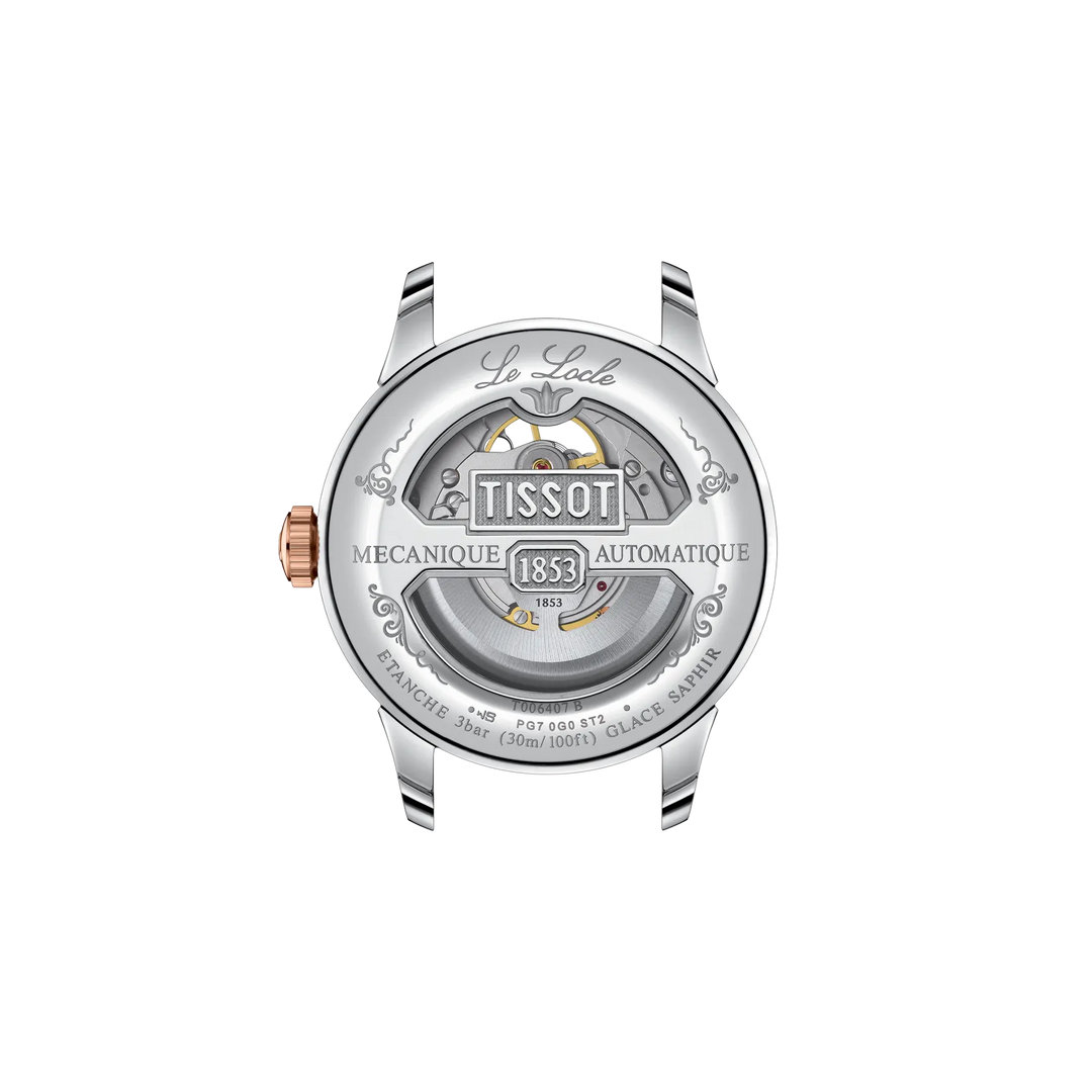Back view of the watch case Tissot Le Locle Open Heart 39.3mm, reference T006.407.22.033.02
