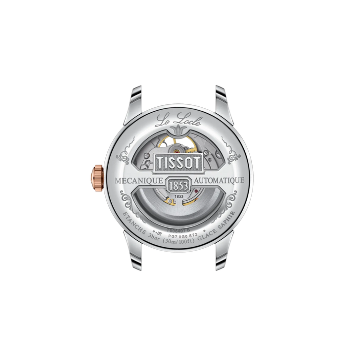 Back view of the watch case Tissot Le Locle Open Heart 39.3mm, reference T006.407.22.033.02