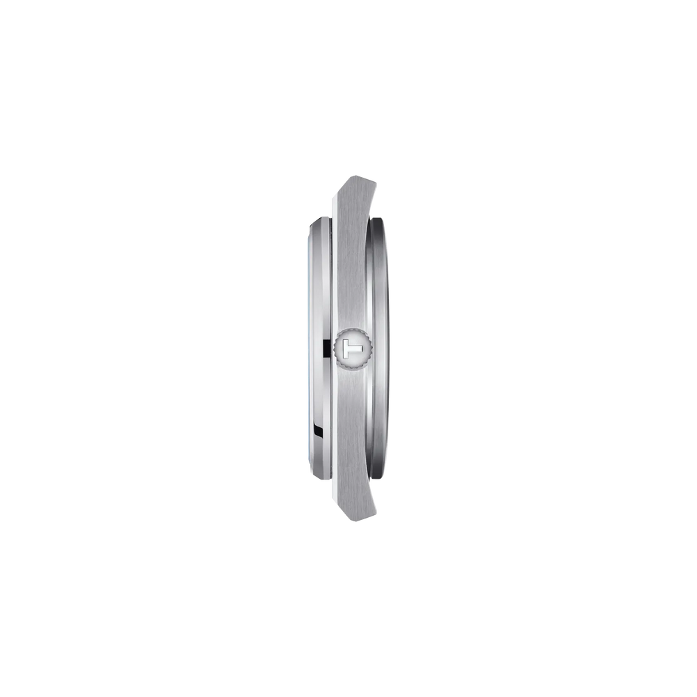Profile view of the watch case Tissot PRX 40mm, reference T137.407.11.351.00