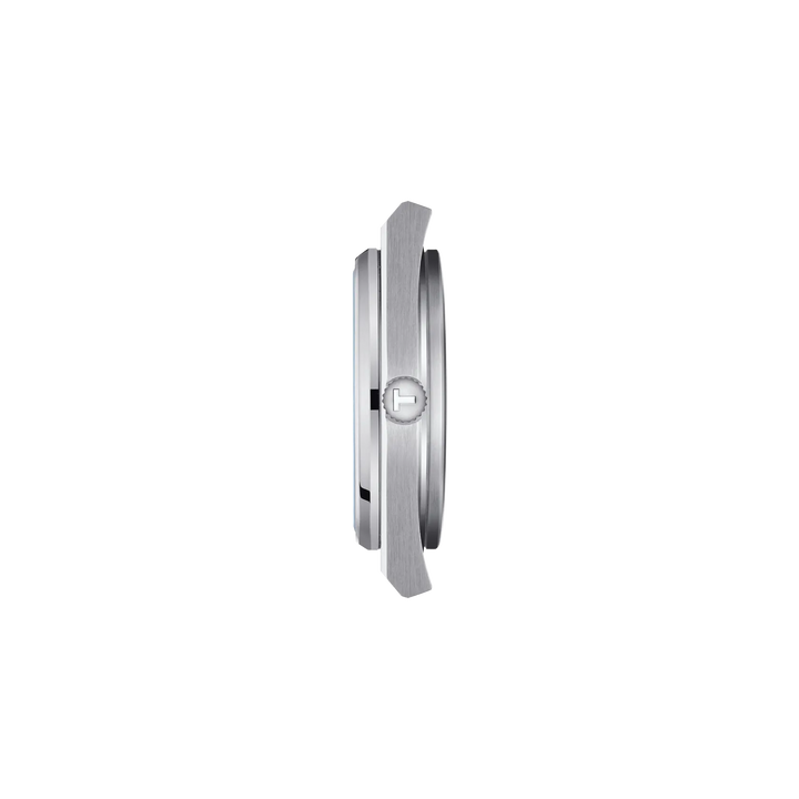 Profile view of the watch case Tissot PRX 40mm, reference T137.407.11.351.00