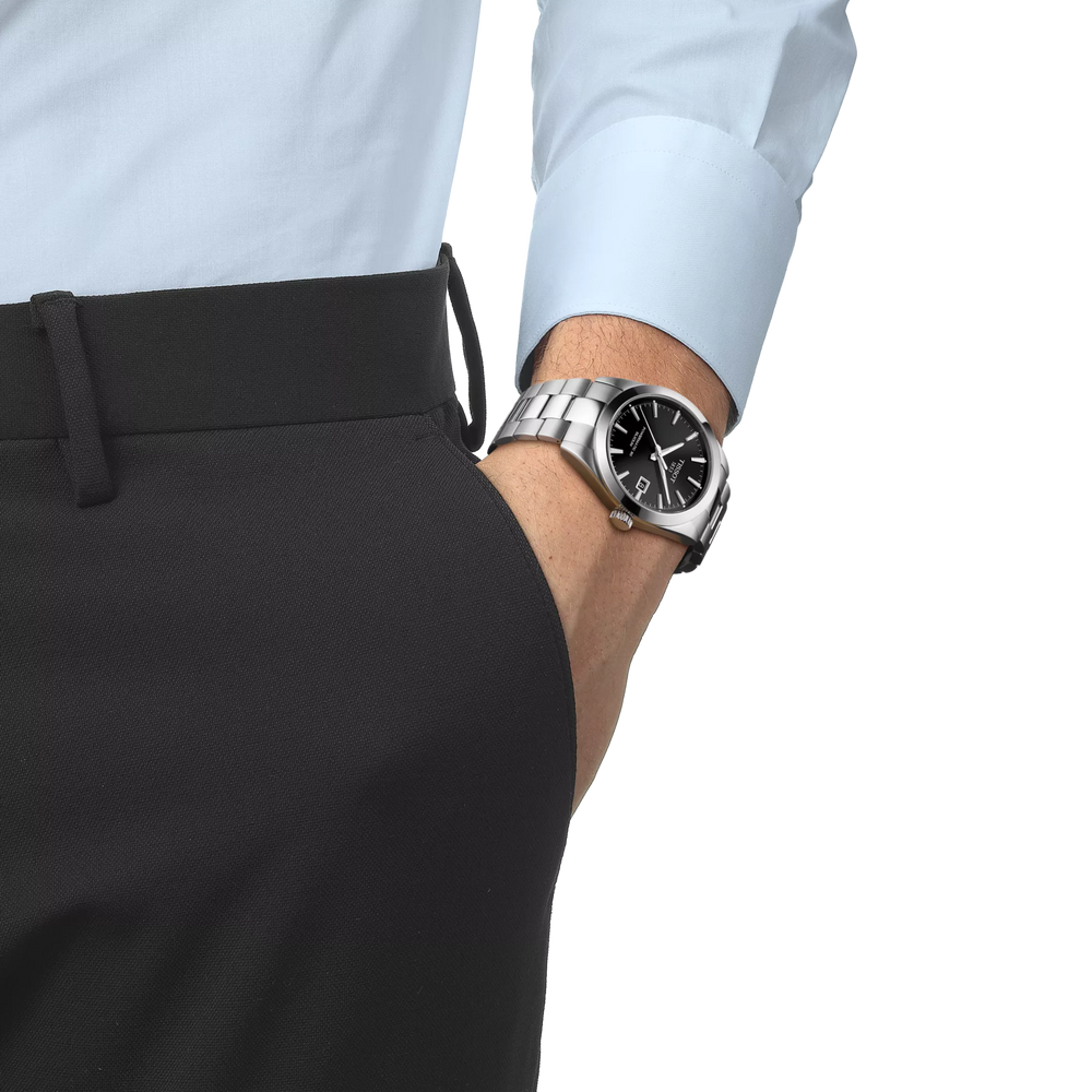 Simulation of the watch Tissot Gentleman 40mm on a wrist, reference T127.407.11.051.00