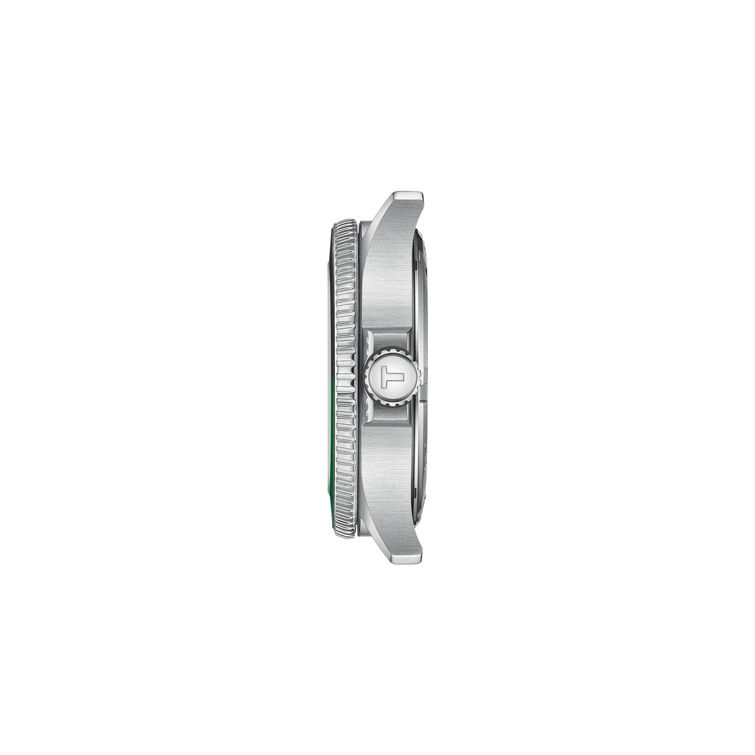 Profile view of the watch case Tissot Seastar 1000 GMT 40mm, reference T120.852.11.051.00