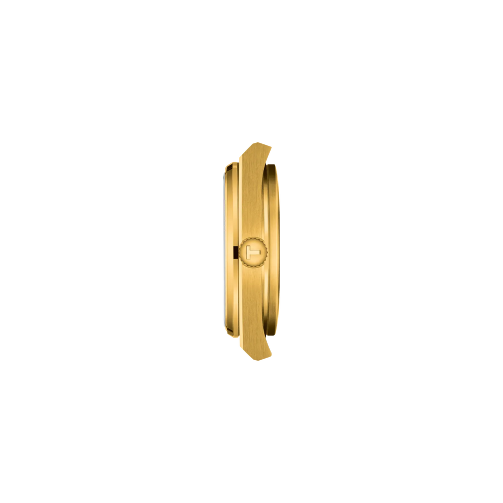 Profile view of the watch case Tissot PRX 35mm, reference T137.210.33.021.00