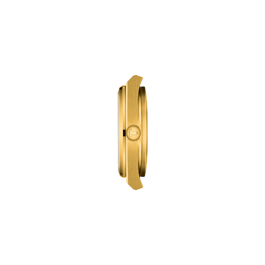 Profile view of the watch case Tissot PRX 35mm, reference T137.210.33.021.00