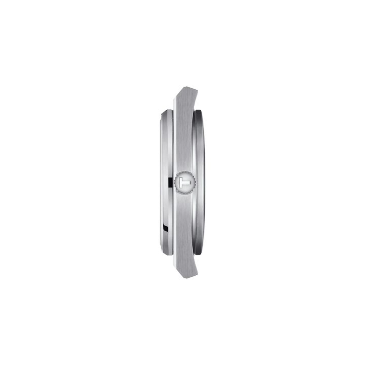 Profile view of the watch case Tissot PRX 40mm, reference T137.410.16.041.00