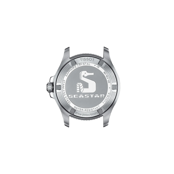 Back view of the watch case Tissot Seastar 1000 36mm, reference T120.210.22.111.00