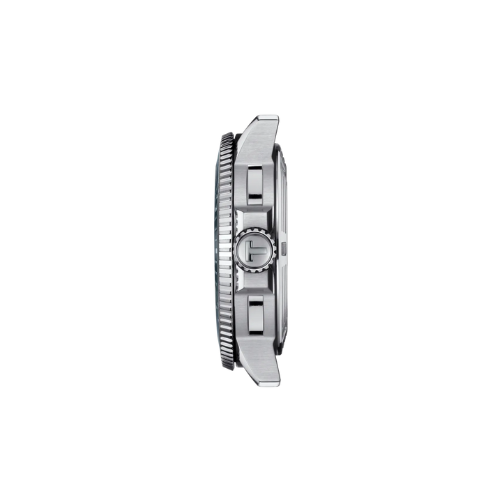 Profile view of the watch case Tissot Seastar 1000 43mm, reference T120.407.11.051.00