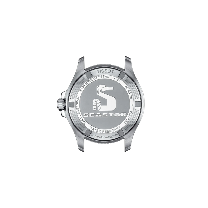 Back view of the watch case Tissot Seastar 1000 36mm, reference T120.210.11.011.00