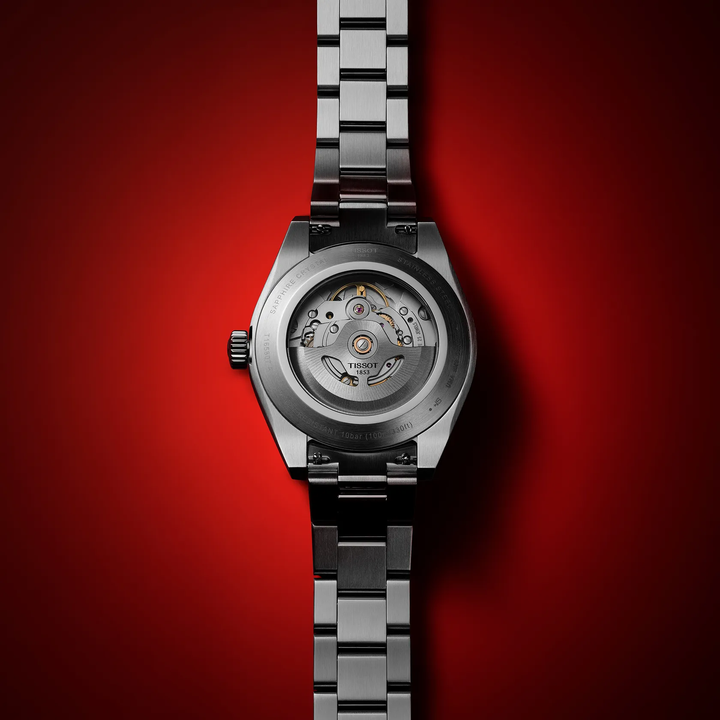 Tissot Gentleman 38mm watch on a colored background, reference T165.807.11.091.00