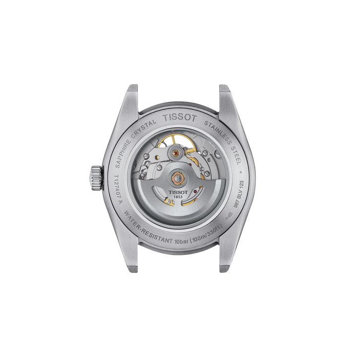 Back view of the watch case Tissot Gentleman Open Heart 40mm, reference T127.407.11.031.01