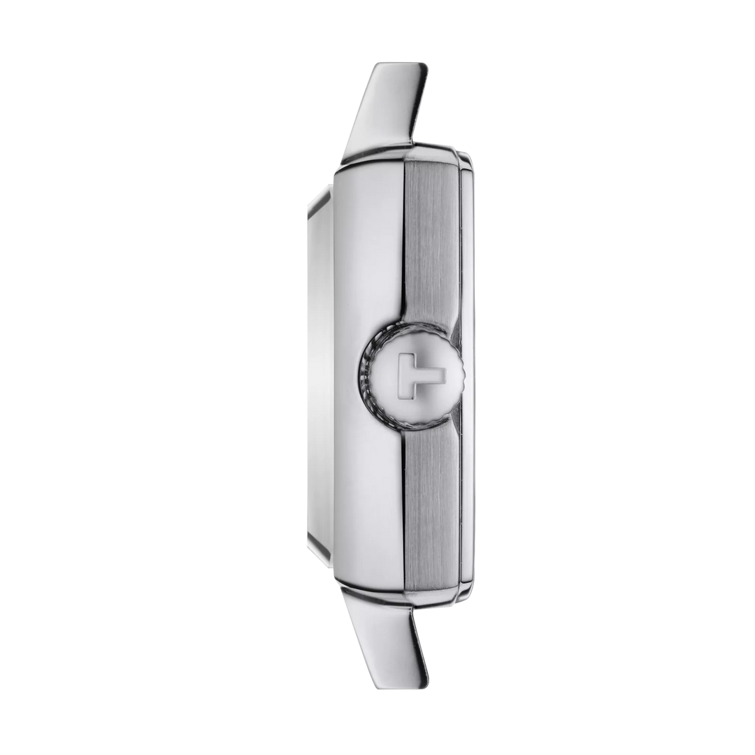 Profile view of the watch case Tissot Lovely Square 20x20mm, reference T058.109.11.036.01