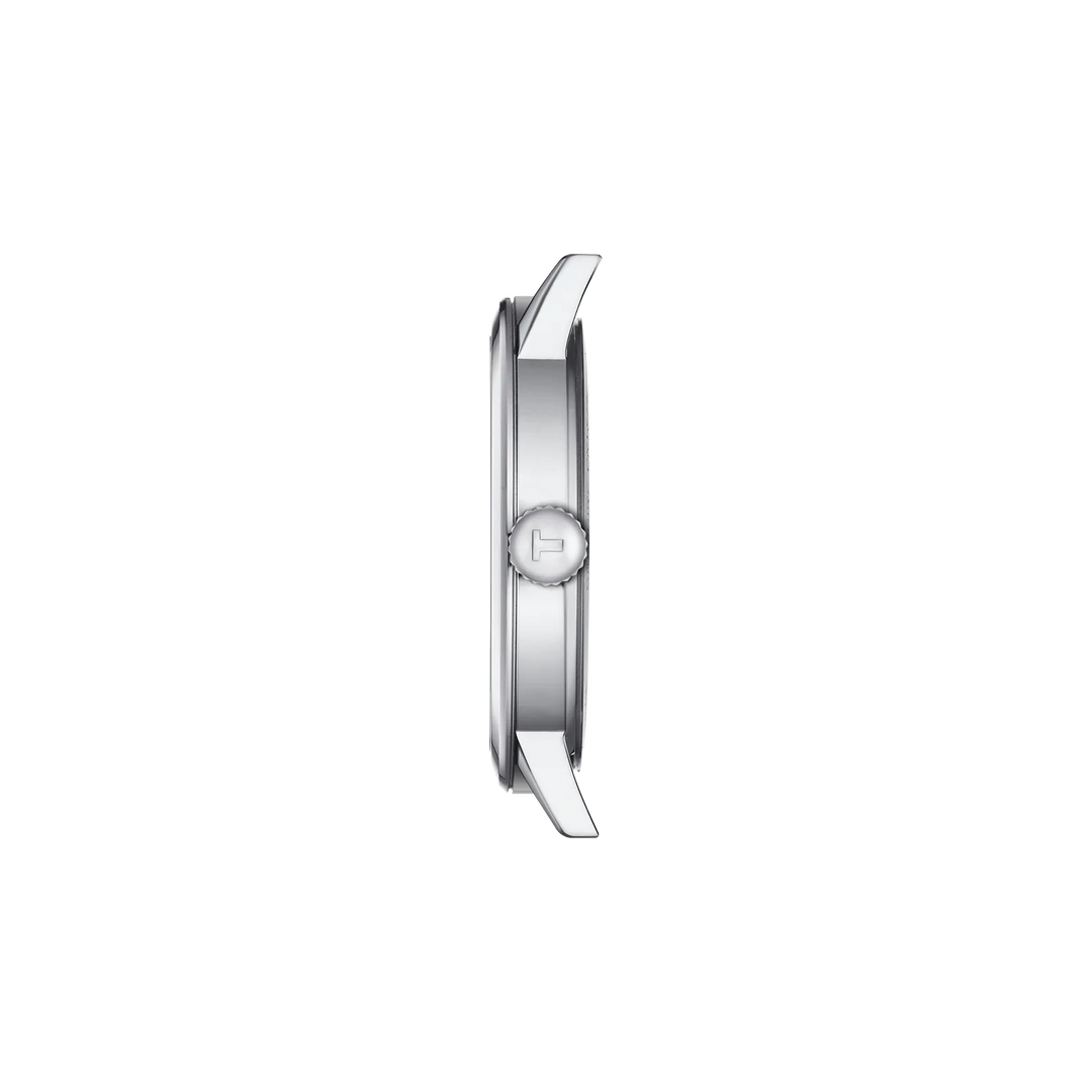 Profile view of the watch case Tissot Classic Dream 42mm, reference T129.410.16.013.00